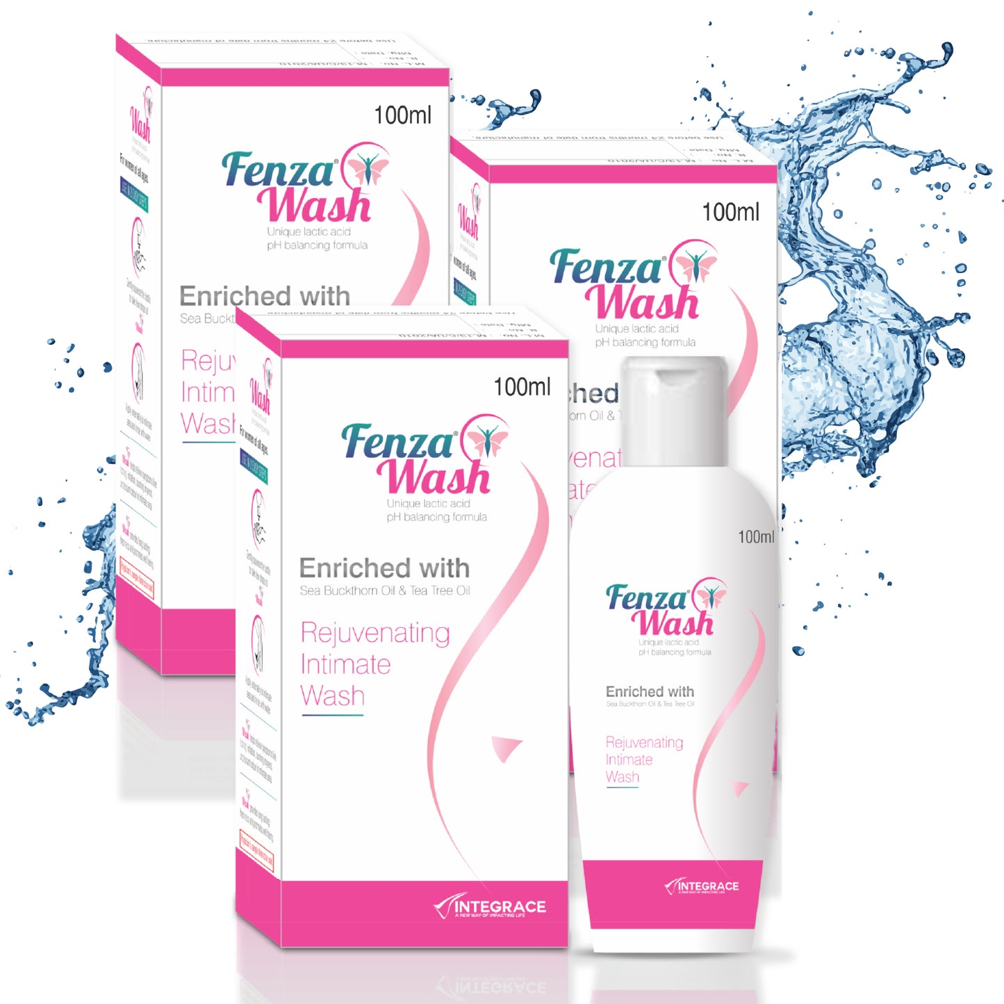 Fenza Wash Expert Intimate Hygiene Wash, 100 ml, Enriched with Tea Tree Oil & Sea Buckthorn Oil, Anti-Bacterial Properties prevents Infections, Itching, Irritation & Dryness