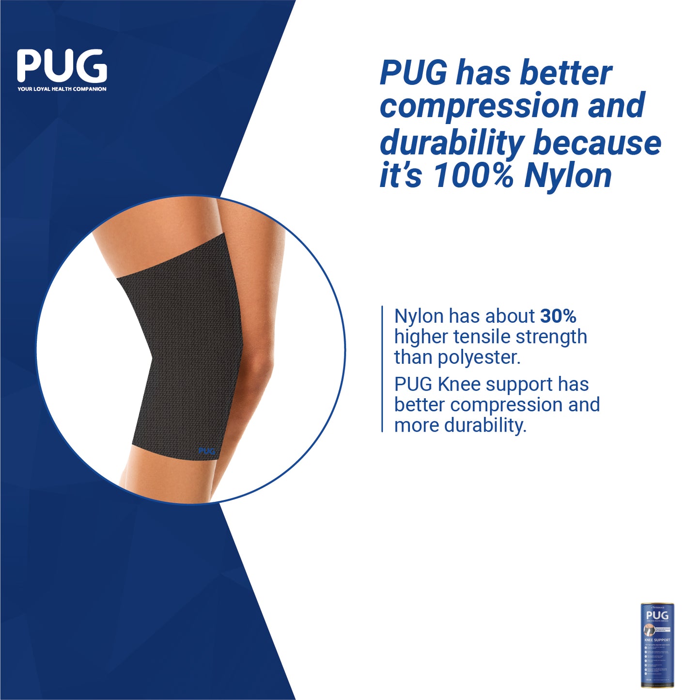 Pug Knee Support, 1 Pair, Unleash Your Performance, Ergonomically Designed for Indian Knee, Ideal for Sports enthusiasts, Knee Pain and Injury Prevention