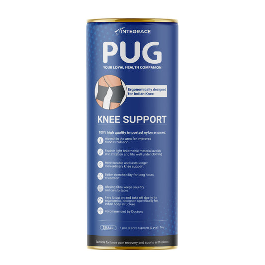 Pug Knee Support, 1 Pair, Unleash Your Performance, Ergonomically Designed for Indian Knee, Ideal for Sports enthusiasts, Knee Pain and Injury Prevention