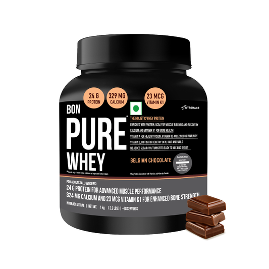 BON PURE WHEY, Belgian Chocolate, The HOLISTIC WHEY PROTEIN, Muscle Building, Bone Strength, Immunity, Healthy Skin, Hair & Nails, Essential Protein, BCAA, Vitamins & Minerals, For Athletes, Sports