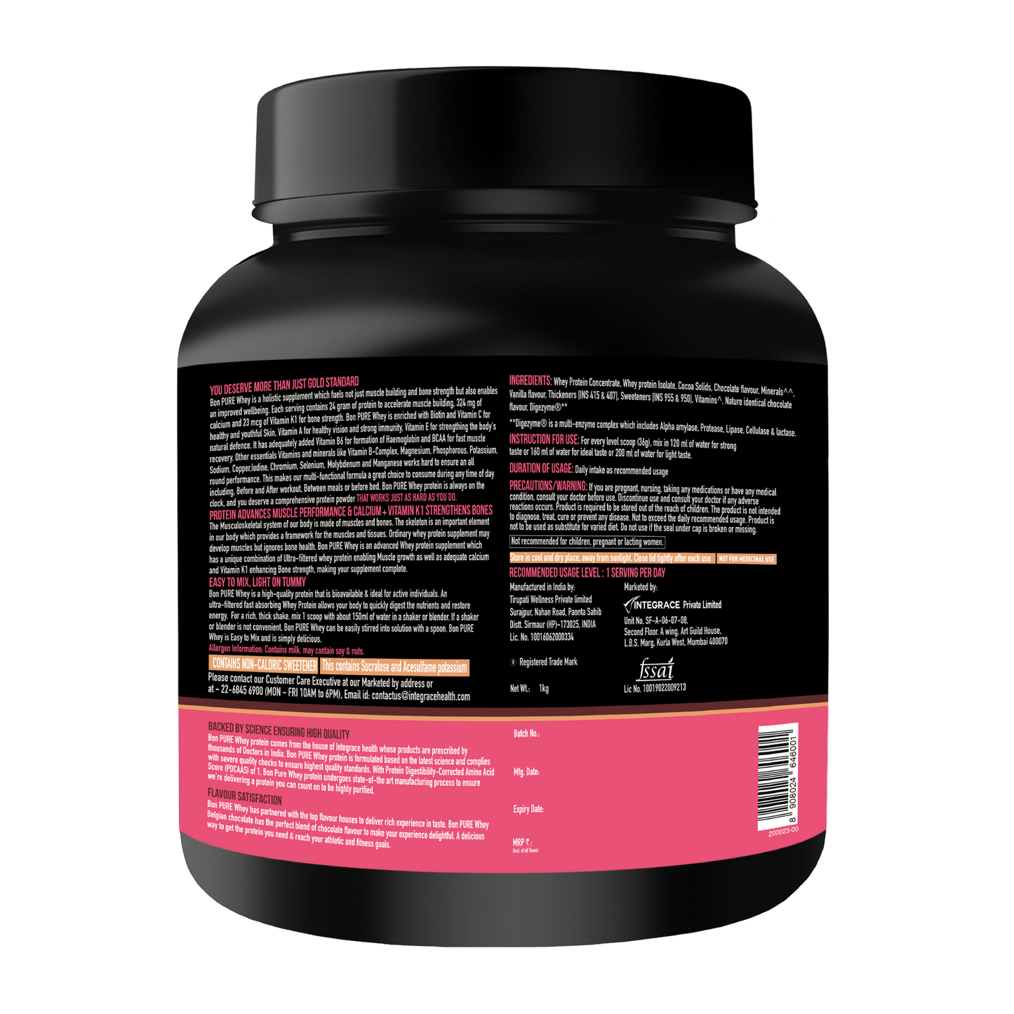 BON PURE WHEY Designed For Today's Women, 1kg | Muscle Recovery, Bone Strength, Menstrual Health & Holistic Wellbeing | Folic Acid for Menstrual Health, Vit B6 & Zinc for Immunity | Vit C, Biotin for Healthy Skin, Hair & Nails