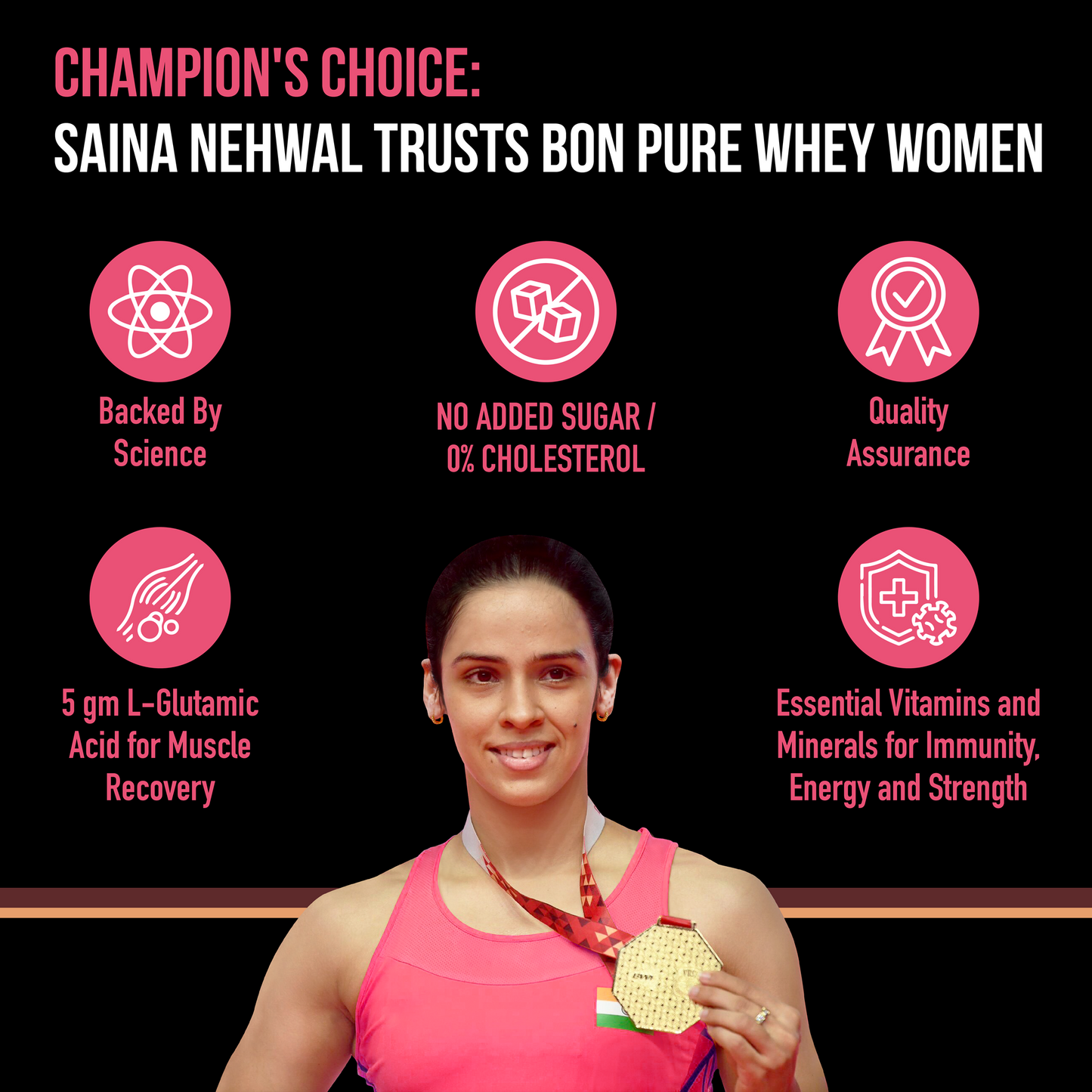 BON PURE WHEY Designed For Today's Women, 1kg | Muscle Recovery, Bone Strength, Menstrual Health & Holistic Wellbeing | Folic Acid for Menstrual Health, Vit B6 & Zinc for Immunity | Vit C, Biotin for Healthy Skin, Hair & Nails
