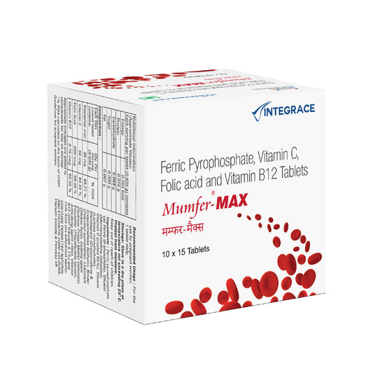 Mumfer-Max Iron, Folic Acid Supplement, Vitamin C & Vitamin-B12, Supports Blood Building, Immunity And Energy