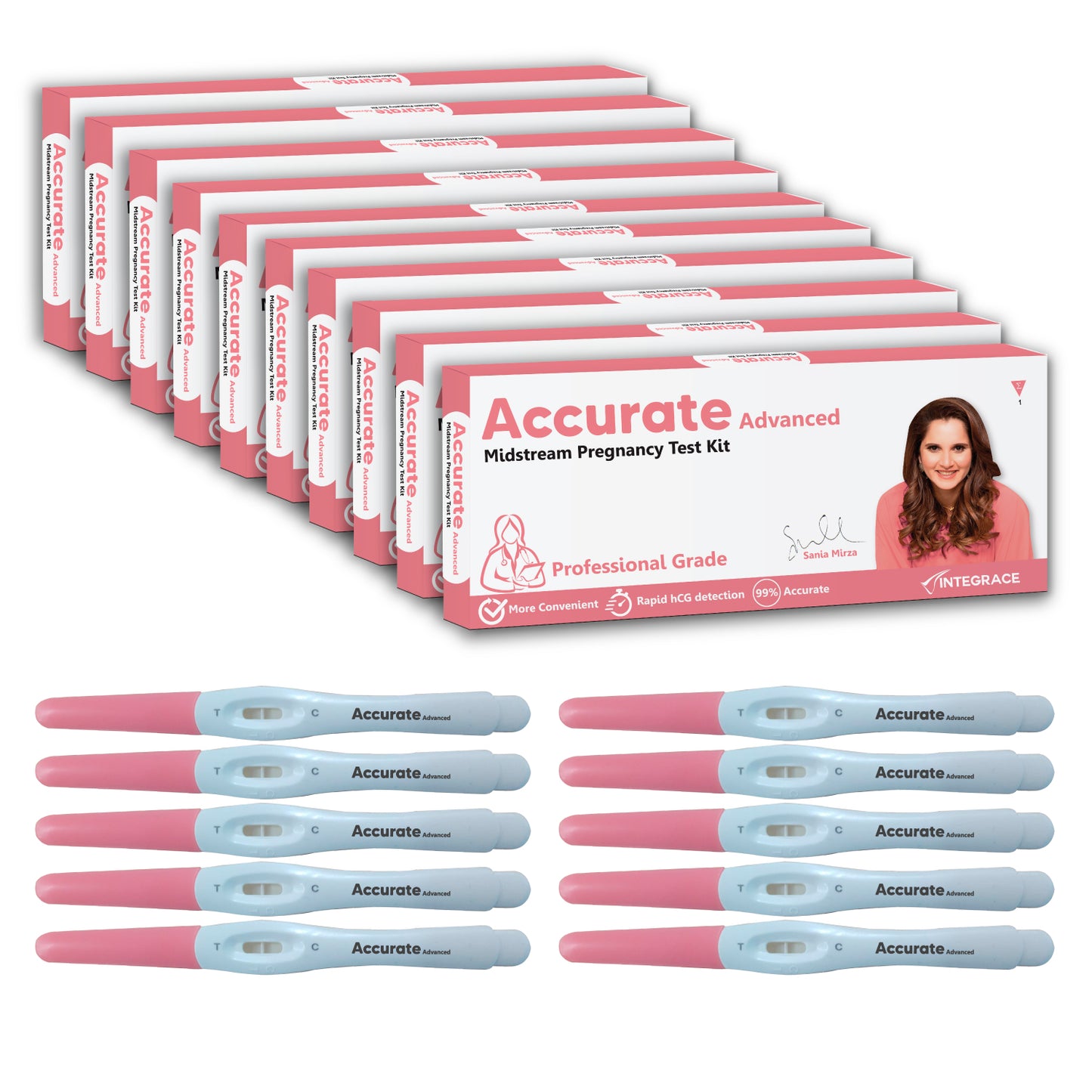 Accurate Advanced One Step Midstream Urine HCG Pregnancy Test Kit Device, Convenient, Mess-Free and Easy to Use, 99% Accurate