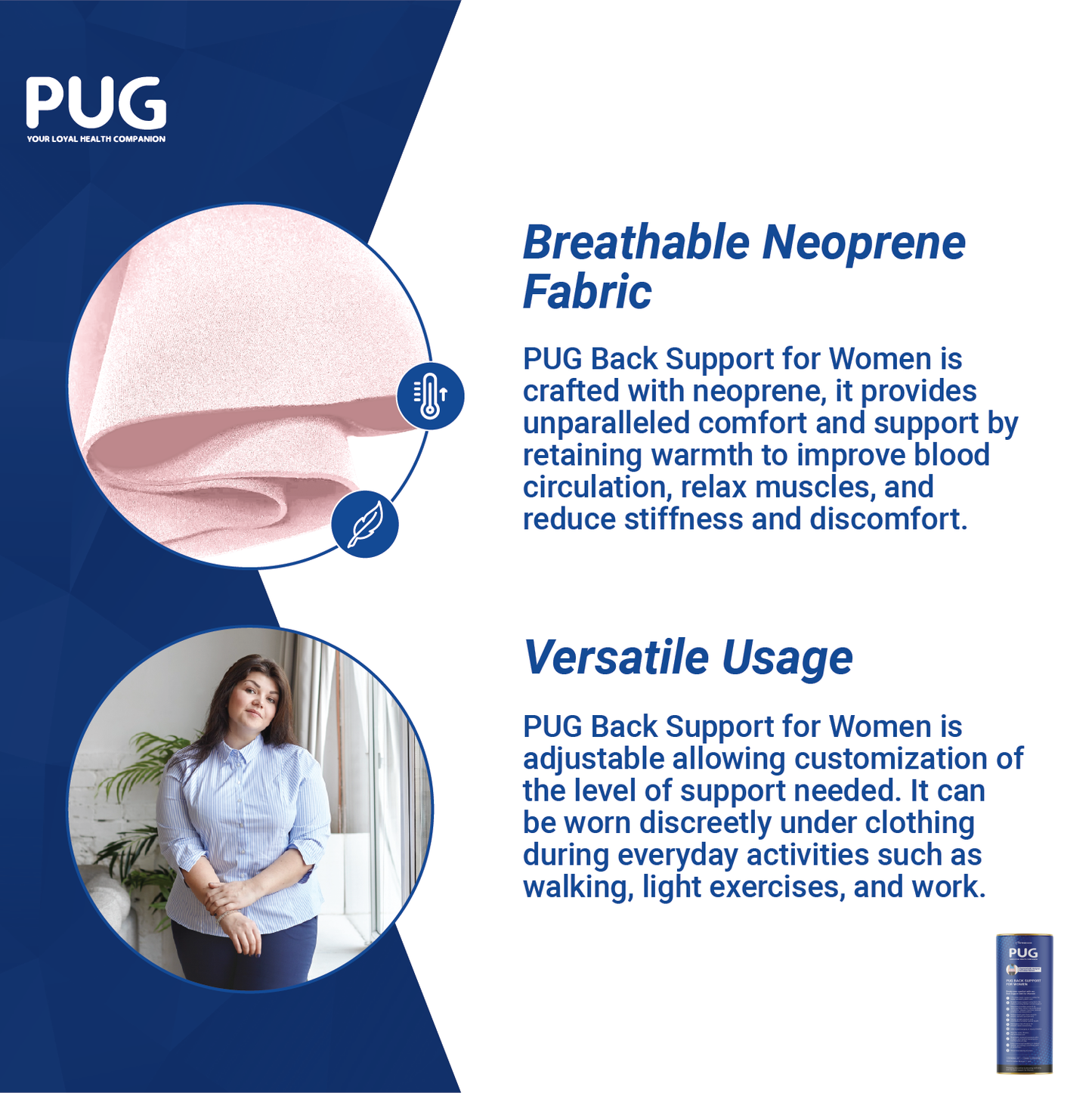PUG Back Support for Women, Lumbar Support Belt Specially designed for Women, Ergonomically Designed for Women, 27% wider back support, Helps in Chronic Back Pain Management, Posture Improvement, Pack of 1, Candy Floss Pink