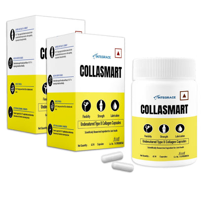 Collasmart UC-II Undenatured Type II Collagen Capsules, 45 Capsules, Daily Protein Supplement for Men & Women, Sourced from USA, Strengthens & Lubricates Joints