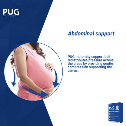 Pug Maternity Support Belt, Universal Size, Nurture Your Pregnancy Comfort, Embrace care with our adjustable Maternity Support for Abdomen, Pelvic, Waist, and Back Pain Relief, Suitable for Every Trimester
