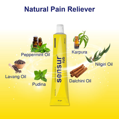 Sensur Natural and Ayurvedic Pain Relief Rub, 30g,  Fast Relief, All pains, One solution