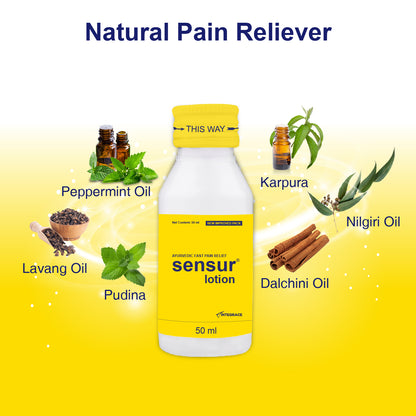 Sensur Natural & Ayurvedic Pain Relief Lotion, 50ml, Fast Relief, All Pains, One solution