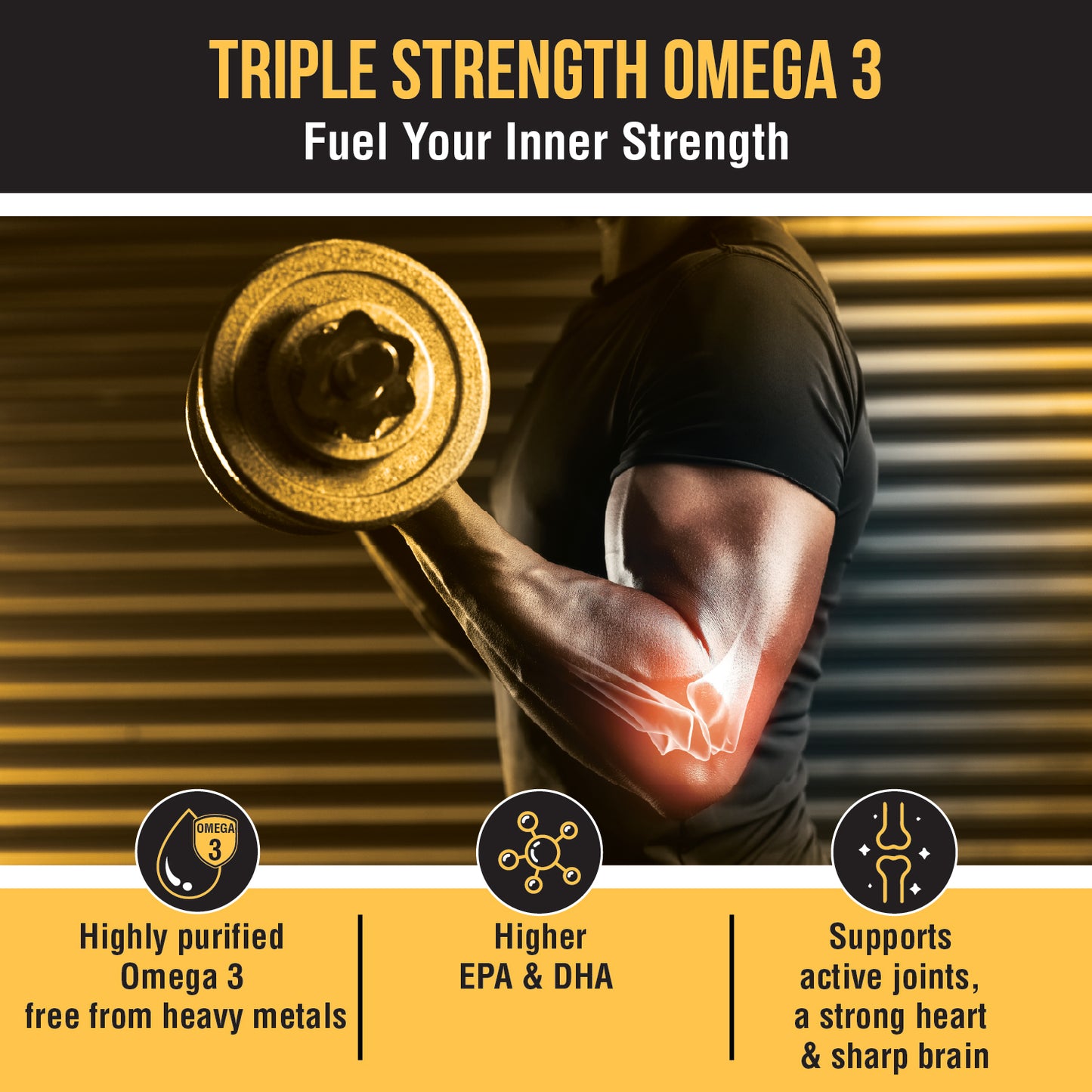 Bon Omega 3 Fish Oil 1250mg with Vitamin D3 & K2 – 3X Triple Strength 560mg EPA & 400mg DHA | Supports Heart, Bone Health, Brain & Immunity | 60 Softgels | Non-GMO, Burpless Anti-Reflux