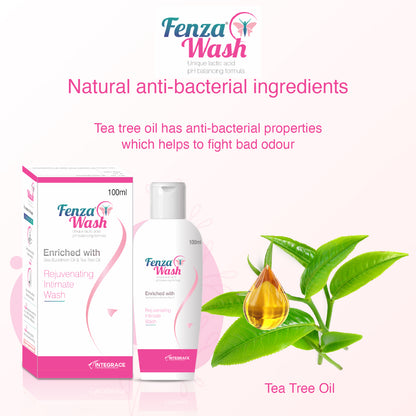 Fenza Wash Expert Intimate Hygiene Wash, 100 ml, Enriched with Tea Tree Oil & Sea Buckthorn Oil, Anti-Bacterial Properties prevents Infections, Itching, Irritation & Dryness