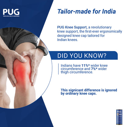 Pug Knee Support, 1 Pair, Unleash Your Performance, Ergonomically Designed for Indian Knee, Ideal for Sports enthusiasts, Knee Pain and Injury Prevention