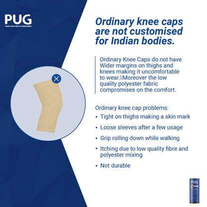 Pug Knee Support, 1 Pair, Unleash Your Performance, Ergonomically Designed for Indian Knee, Ideal for Sports enthusiasts, Knee Pain and Injury Prevention