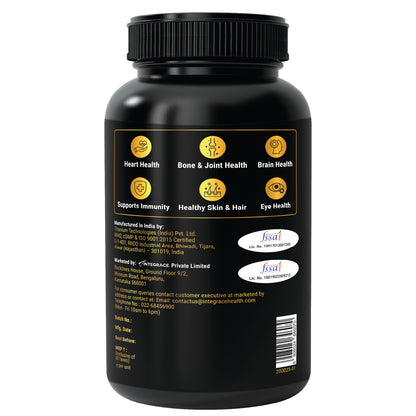 Bon Omega 3 Fish Oil 1250mg with Vitamin D3 & K2 – 3X Triple Strength 560mg EPA & 400mg DHA | Supports Heart, Bone Health, Brain & Immunity | 60 Softgels | Non-GMO, Burpless Anti-Reflux