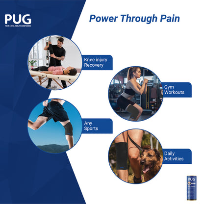 Pug Knee Support, 1 Pair, Unleash Your Performance, Ergonomically Designed for Indian Knee, Ideal for Sports enthusiasts, Knee Pain and Injury Prevention