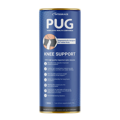 Pug Knee Support, 1 Pair, Unleash Your Performance, Ergonomically Designed for Indian Knee, Ideal for Sports enthusiasts, Knee Pain and Injury Prevention