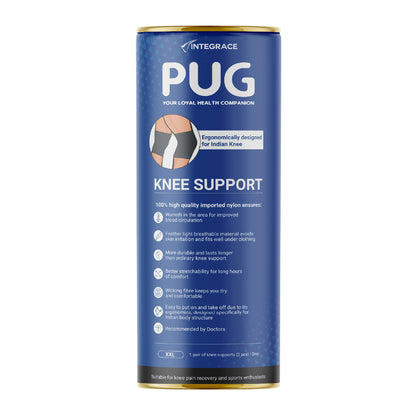 Pug Knee Support, 1 Pair, Unleash Your Performance, Ergonomically Designed for Indian Knee, Ideal for Sports enthusiasts, Knee Pain and Injury Prevention
