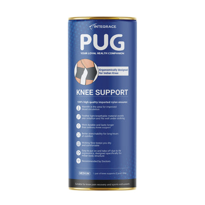 Pug Knee Support, 1 Pair, Unleash Your Performance, Ergonomically Designed for Indian Knee, Ideal for Sports enthusiasts, Knee Pain and Injury Prevention