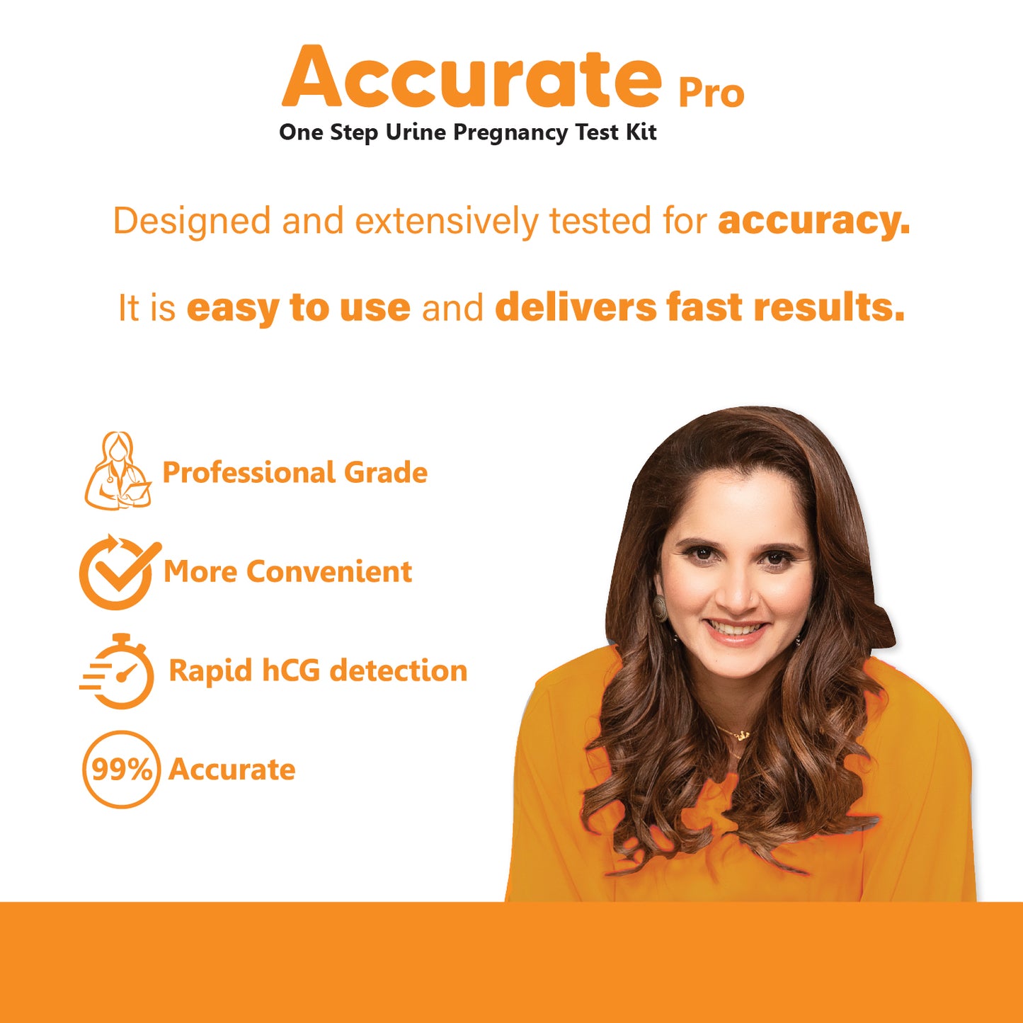 Accurate Pro One Step Urine HCG Pregnancy Test Kit, More than 99% Accurate, Easy to Use and Fast Results