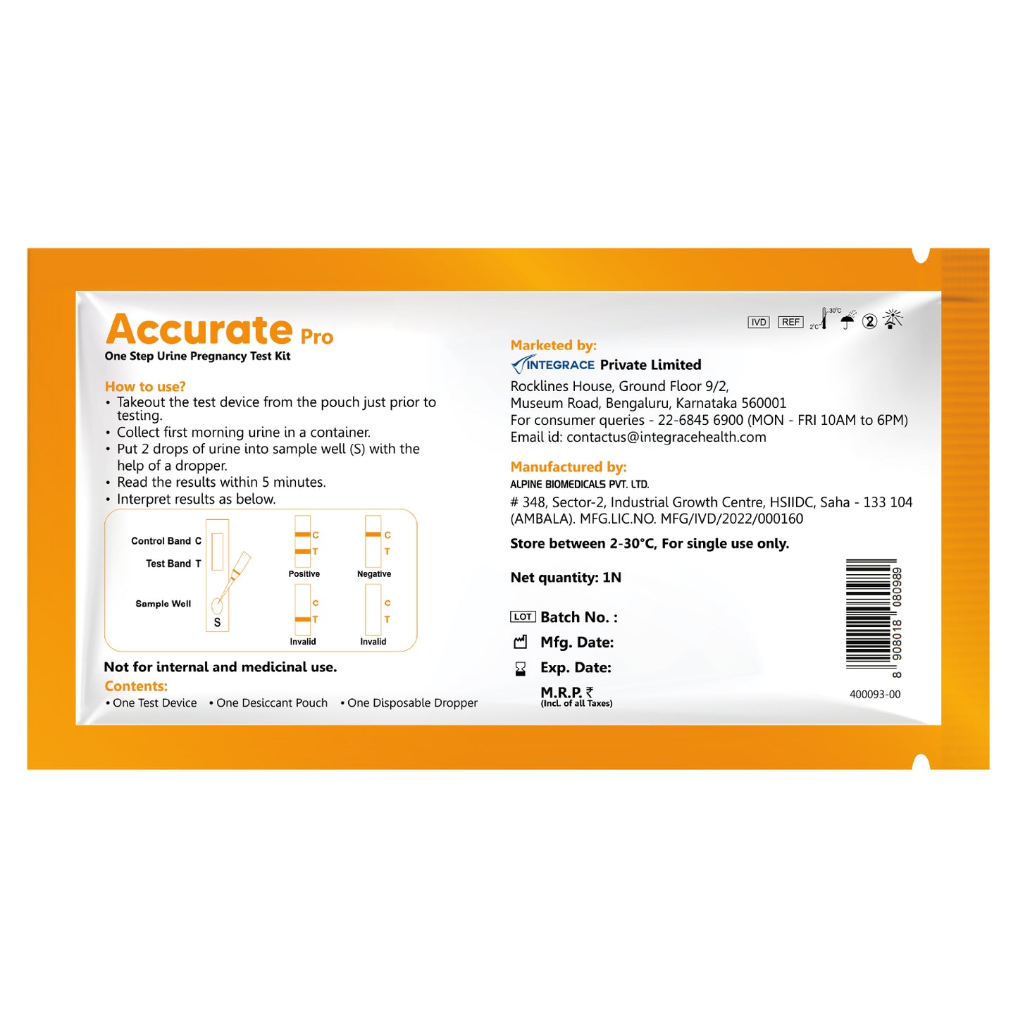 Accurate Pro One Step Urine HCG Pregnancy Test Kit, More than 99% Accurate, Easy to Use and Fast Results