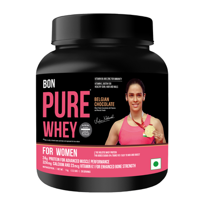 BON PURE WHEY Designed For Today's Women, 1kg | Muscle Recovery, Bone Strength, Menstrual Health & Holistic Wellbeing | Folic Acid for Menstrual Health, Vit B6 & Zinc for Immunity | Vit C, Biotin for Healthy Skin, Hair & Nails