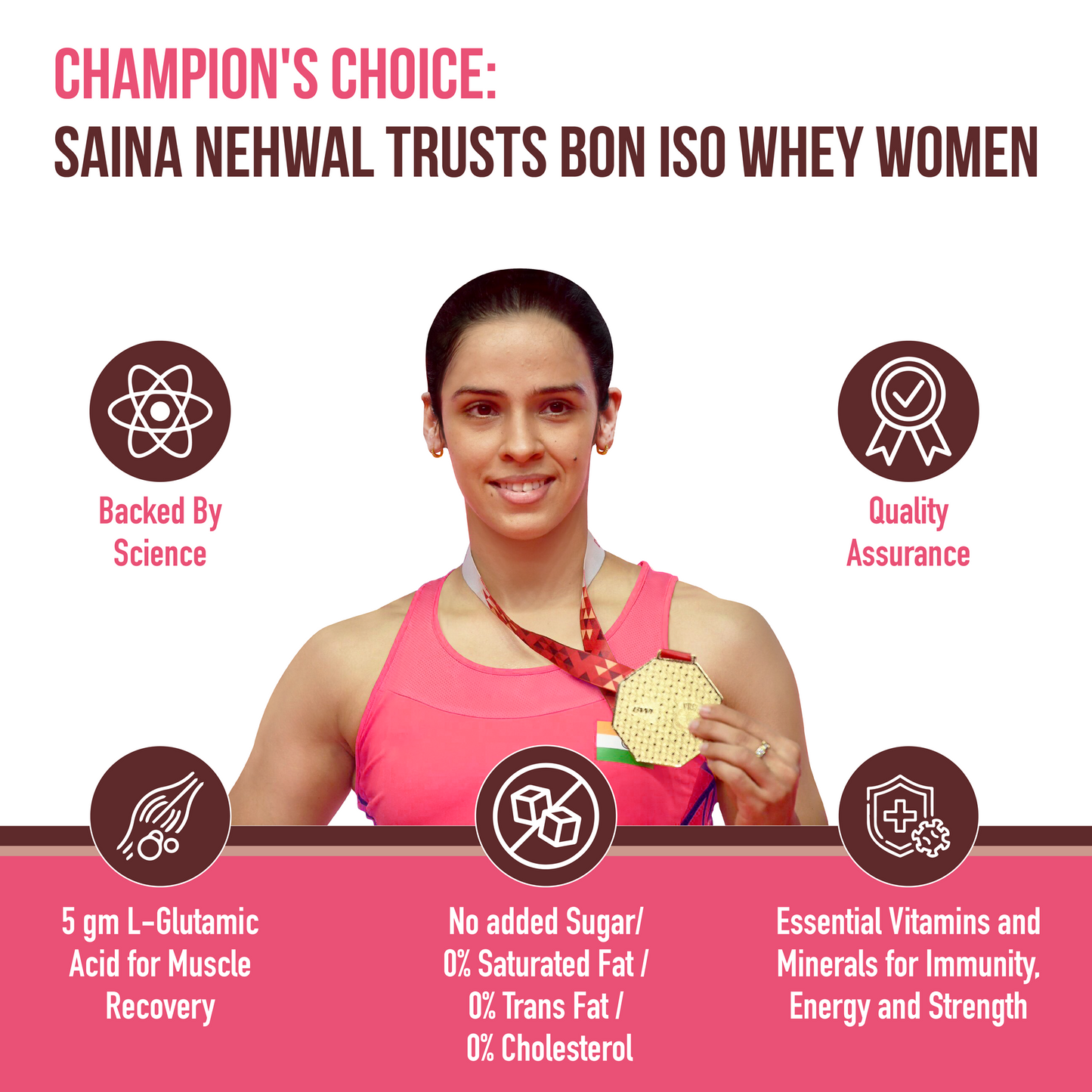 Bon ISO Whey 100% Protein Isolate Designed For Today's Women, 1kg | Muscle Recovery, Bone Strength, Menstrual Health & Holistic Well-being | 24g Protein, 329 mg Calcium, 81 mcg Folic Acid, Biotin, Vit C, B6, B12, 5.5g BCAA, Zinc & Minerals