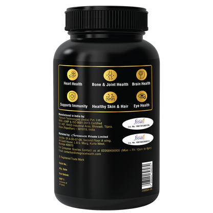 Bon Omega 3 Fish Oil 1250mg with Vitamin D3 & K2 – 3X Triple Strength 560mg EPA & 400mg DHA | Supports Heart, Bone Health, Brain & Immunity | 60 Softgels | Non-GMO, Burpless Anti-Reflux