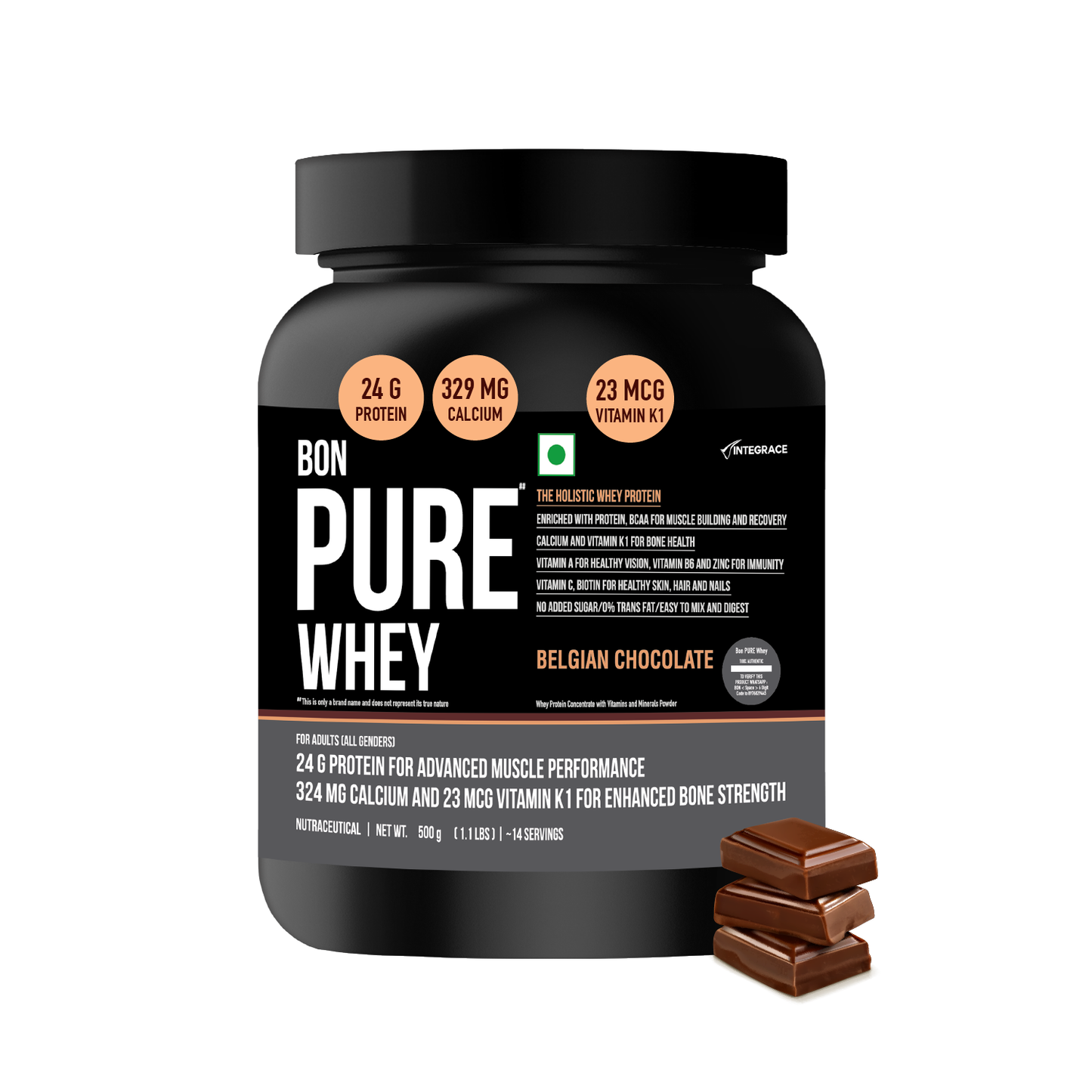 BON PURE WHEY, Belgian Chocolate, The HOLISTIC WHEY PROTEIN, Muscle Building, Bone Strength, Immunity, Healthy Skin, Hair & Nails, Essential Protein, BCAA, Vitamins & Minerals, For Athletes, Sports