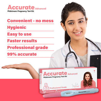 Accurate Advanced One Step Midstream Urine HCG Pregnancy Test Kit Device, Convenient, Mess-Free and Easy to Use, 99% Accurate