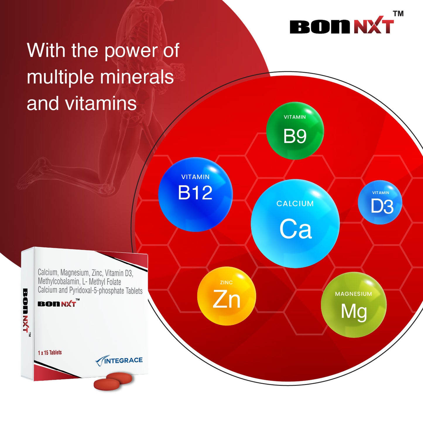 Bon NXT Multivitamin, Boosts Immunity, Improves Bone Health, Contains Zinc, Advanced Calcium, Magnesium, Vitamin D3, Vitamin B12 & Folic Acid, Daily Supplement for Men and Women