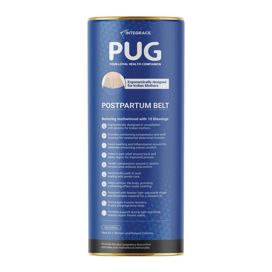 PUG Postpartum Belt, Universal size, Beige, Ergonomically designed for Indian Mothers, For C-Section and Natural Delivery, Eliminates post pregnancy pain, Muscle recovery to pre-pregnancy state